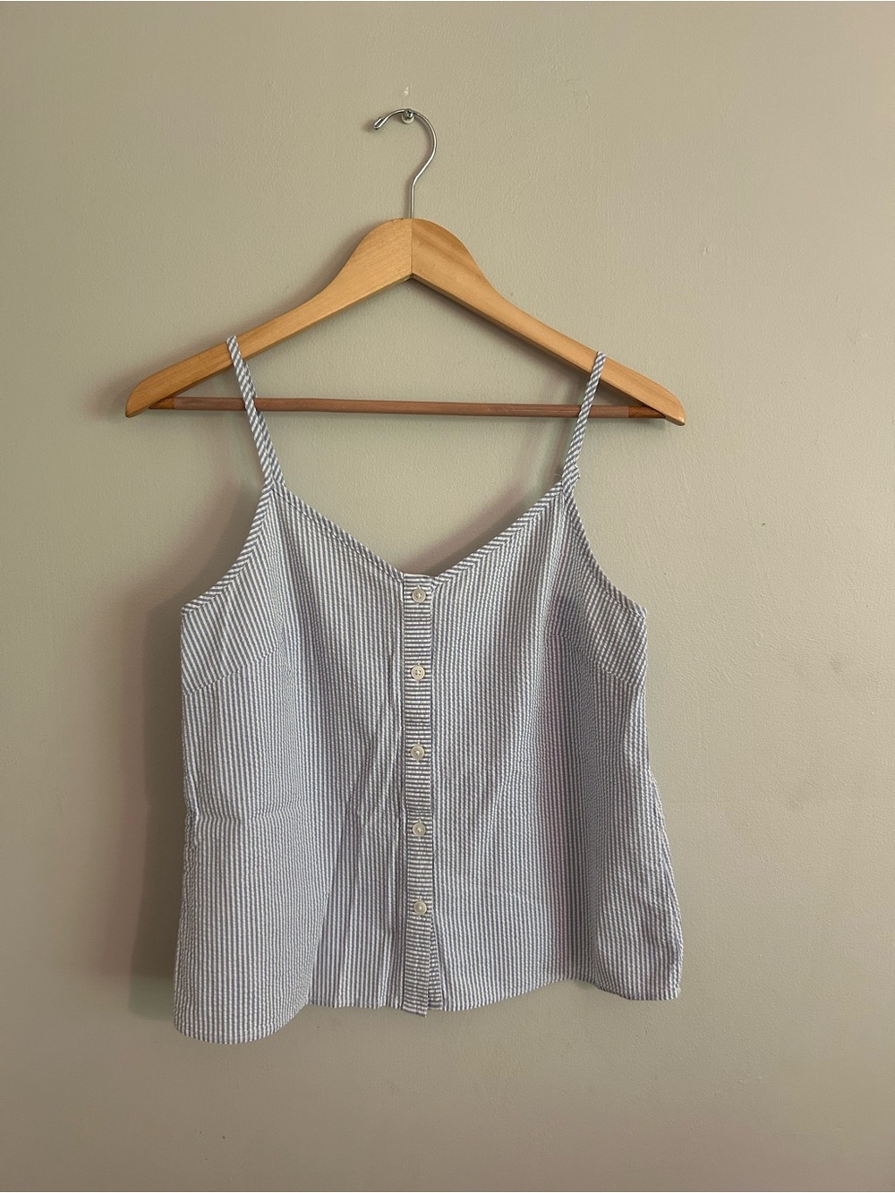 Banana Republic Blue and White Striped Button-Front Camisole